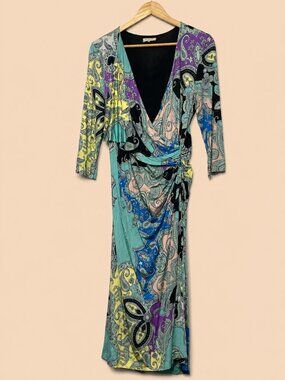 ETRO Milano Paisley Pattern Midi Wrap Dress IT48 Size
